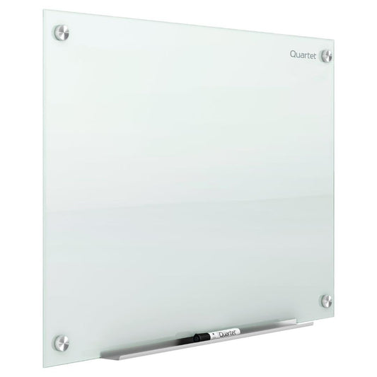 Quartet Whiteboard, Glass Dry Erase Board, Magnetic, 6' x 4', Infinity Frameless Mounting, White Surface, Accessory Tray, 1 Dry Erase Marker and 2 Glass Board Magnets (G7248W)