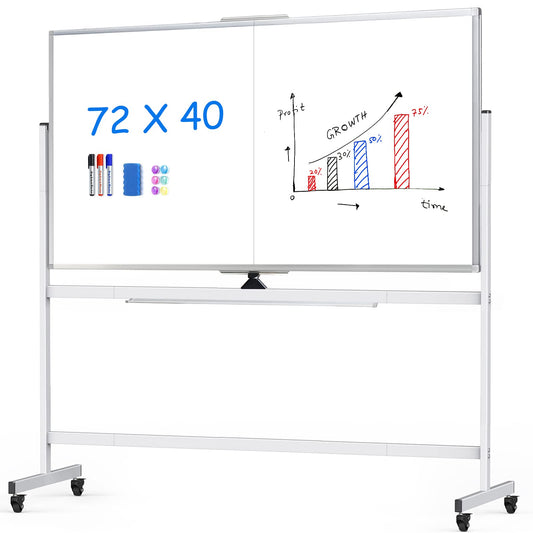 maxtek Rolling Whiteboard, 72x40 Large Double-Sided White Board Dry Erase on Wheels, Giant Magnetic White Board Standing for Office, School, Home Office, Homeschool(72 x 40)