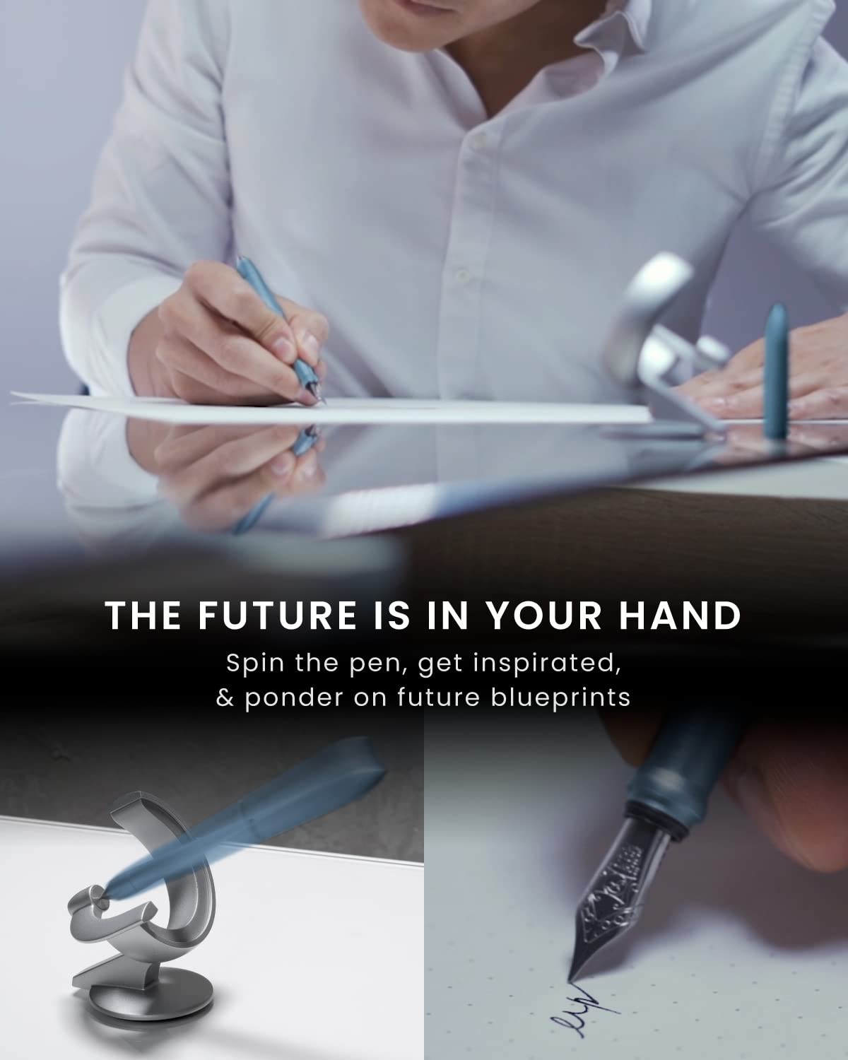 novium Hoverpen & A5 Hardcover Leatherette Notebook, Professional Stationery for Your Desk