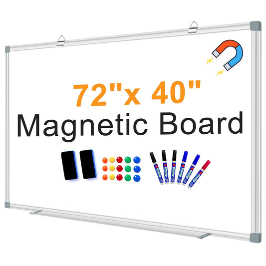 H-Qprobd Large White Board Dry Erase Board for Wall 72"X40" Magnetic Whiteboard with Long Pen Tray, Presentation Dry Erase Boards for Office, Classroom, School, Home