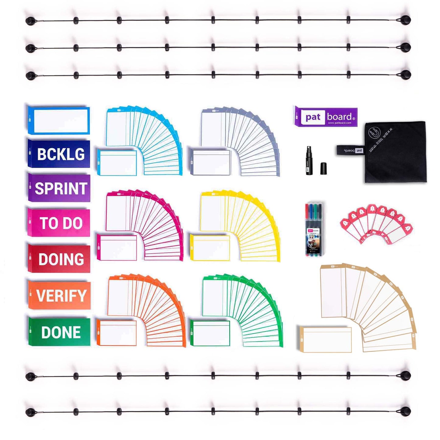 PATboard Full Toolset Magnetic - Scrum Board and kanban Board - Scrum Cards and kanban Cards Full Set for Agile Project Management - Enhance Visual Collaboration with This Agile Tool kit