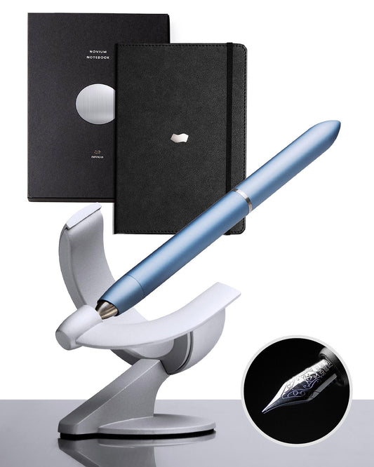 novium Hoverpen & A5 Hardcover Leatherette Notebook, Professional Stationery for Your Desk